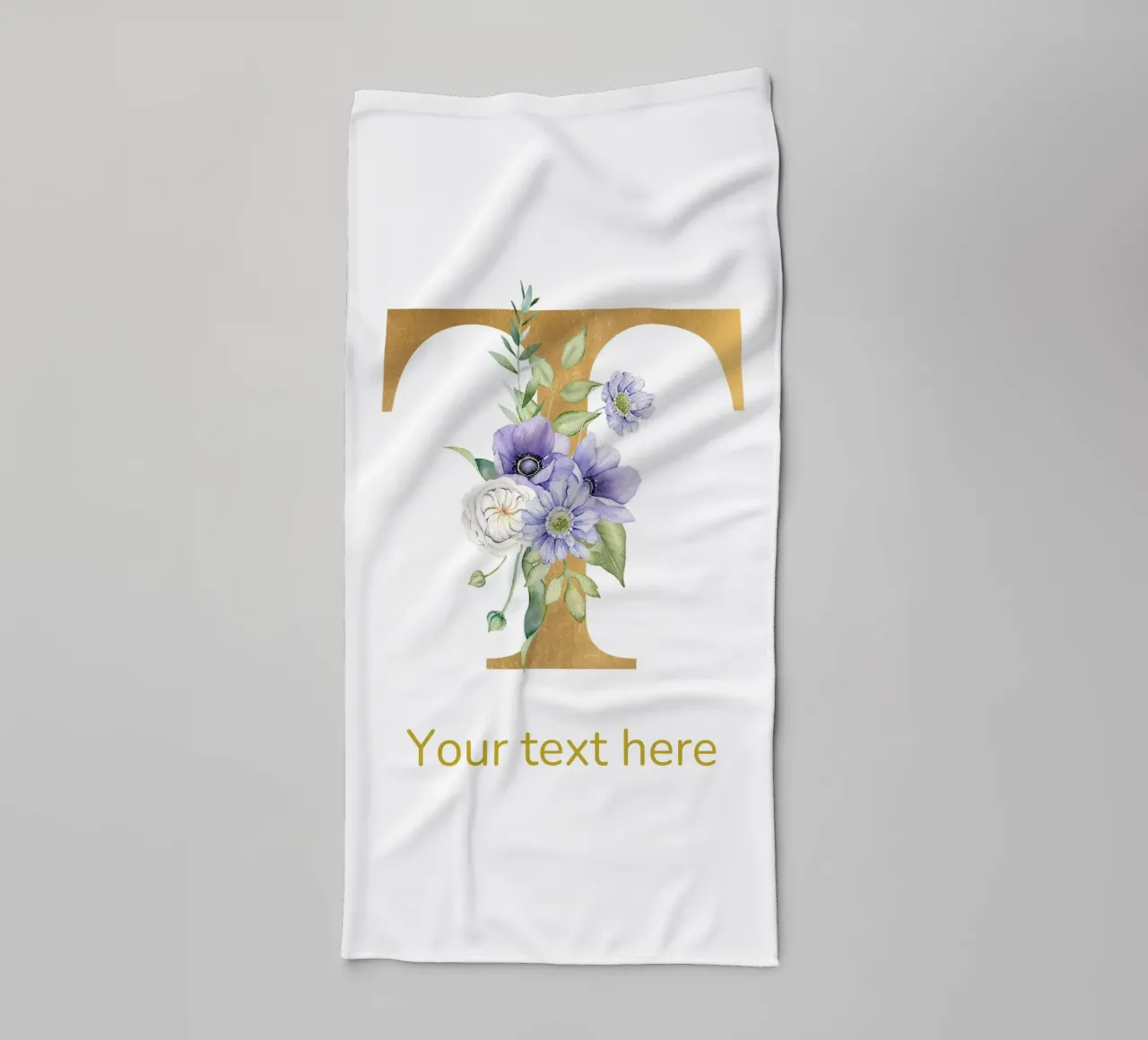 Letter T, Personalized Name Print, Personalized initial towel by The Custom Letter