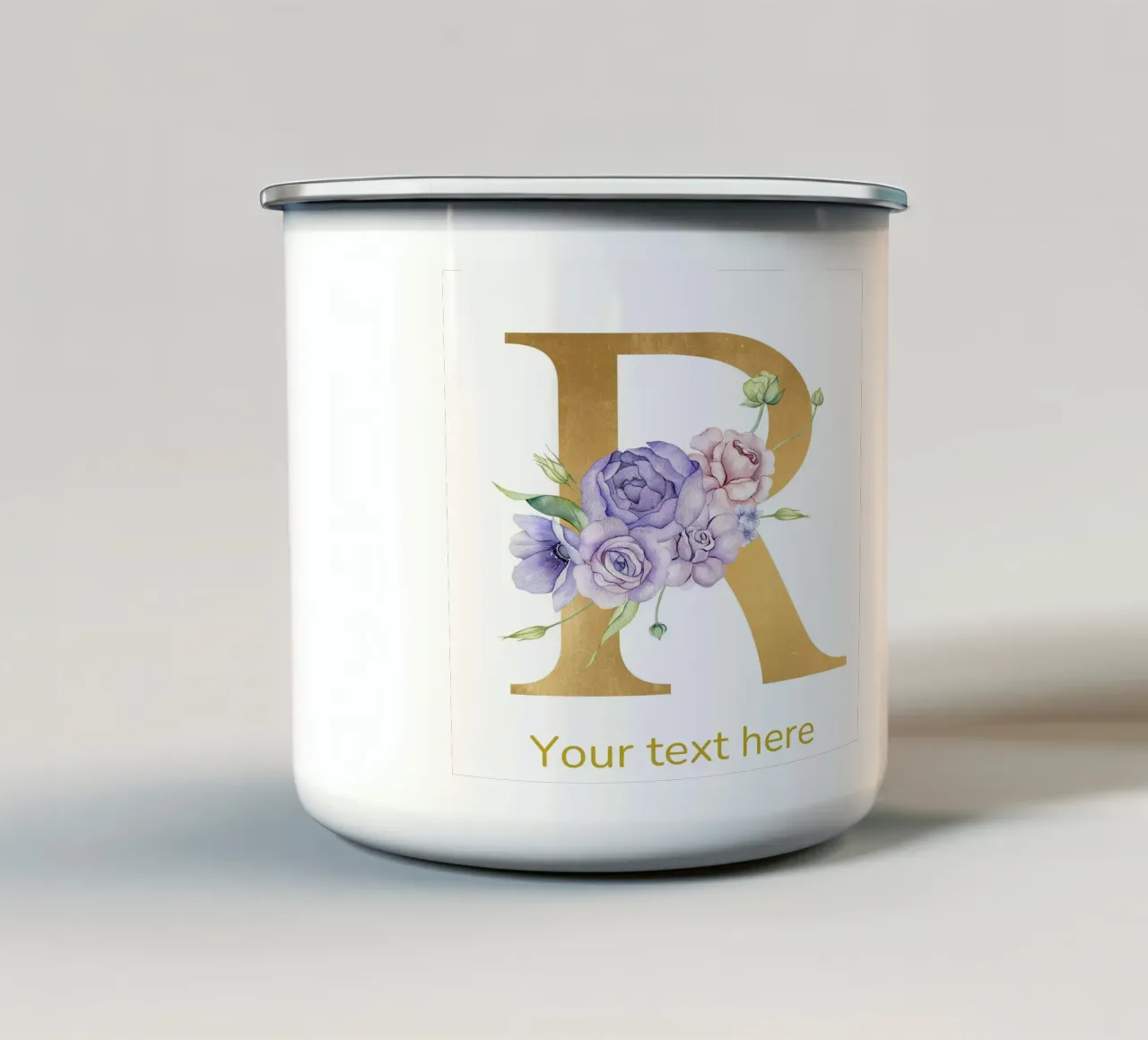 Letter R, Personalized Name Print, Personalized initial enamel mug by The Custom Letter