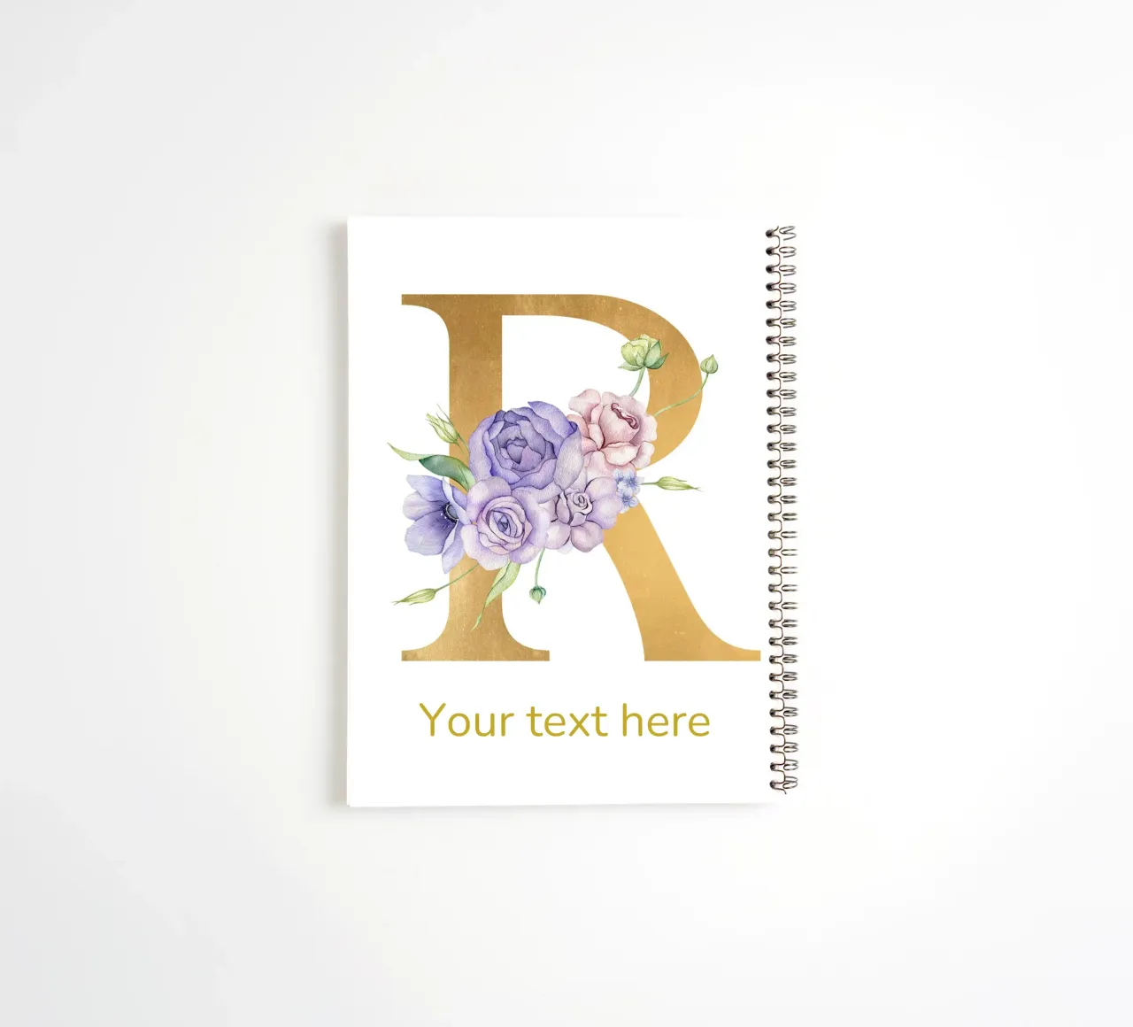 Letter R, Personalized Name Print, Personalized initial spiral notebook by The Custom Letter