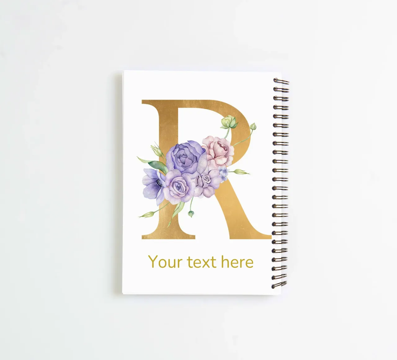 Letter R, Personalized Name Print, Personalized initial spiral notebook by The Custom Letter