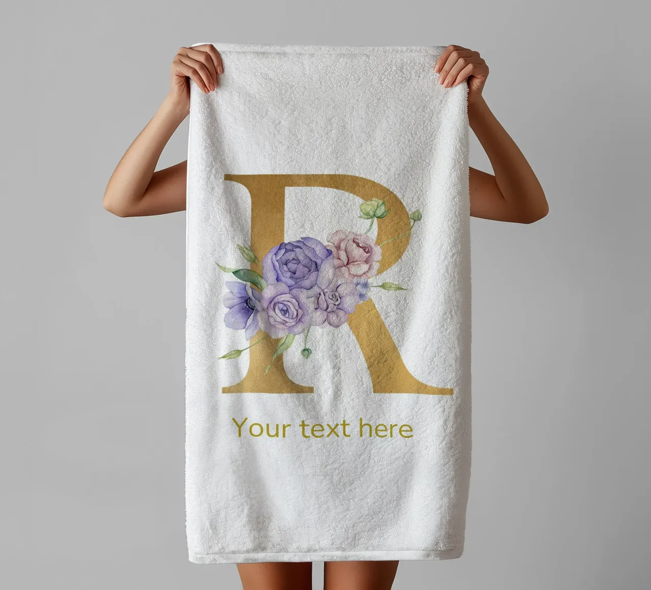 Letter R, Personalized Name Print, Personalized initial towel by The Custom Letter