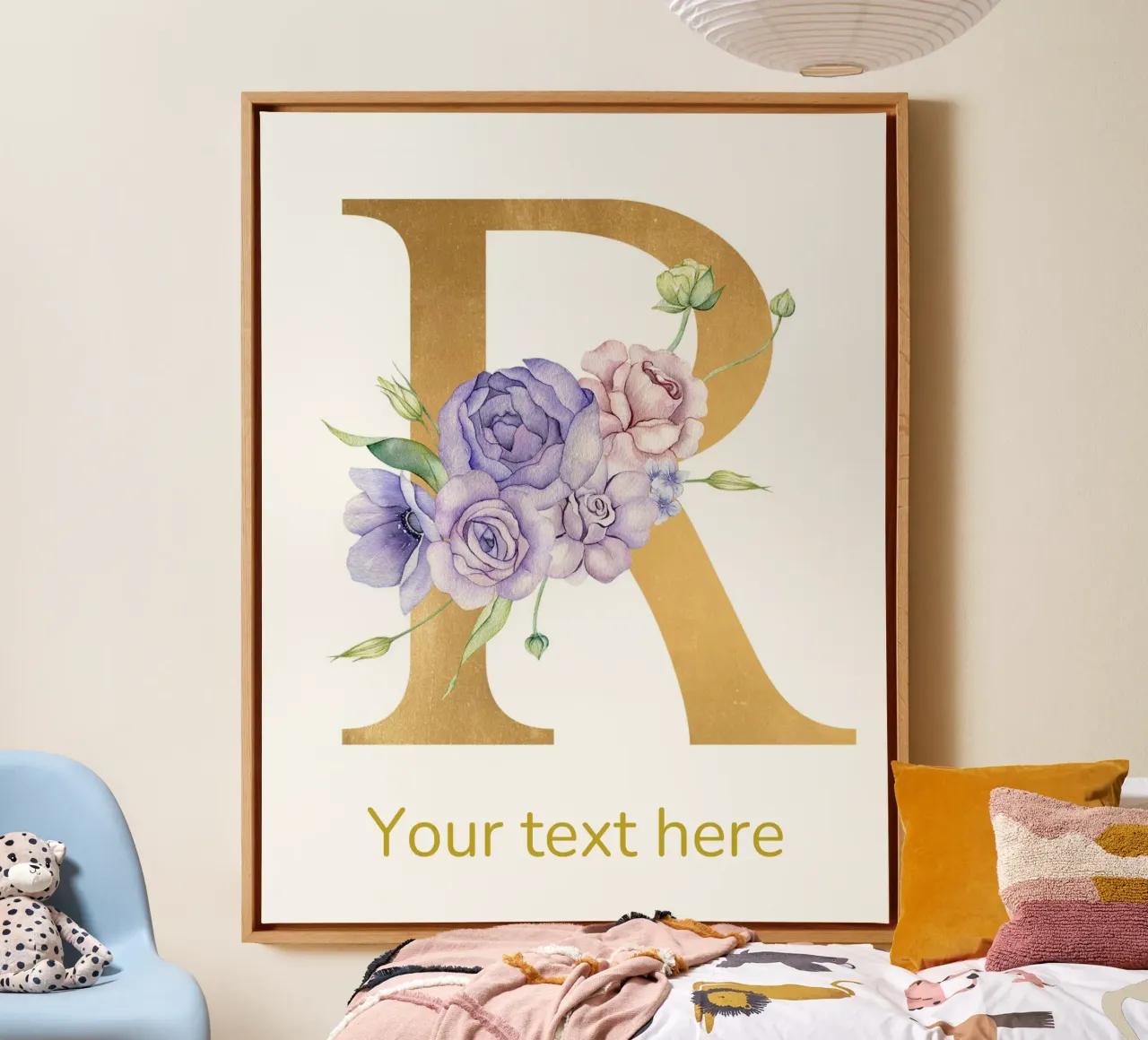 Letter R, Personalized Name Print, Personalized initial canvas by The Custom Letter