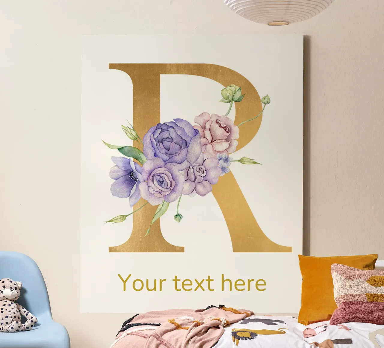Letter R, Personalized Name Print, Personalized initial canvas by The Custom Letter