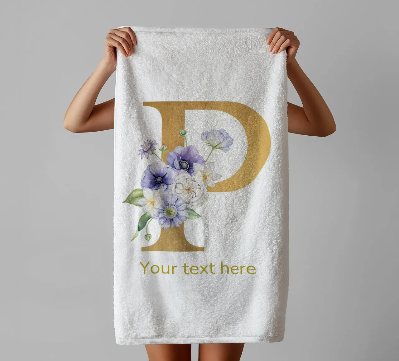 Letter P, Personalized Name Print, Personalized initial towel by The Custom Letter