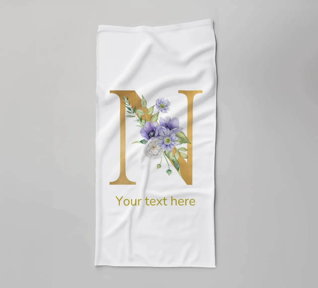 Letter N, Personalized Name Print, Personalized initial towel by The Custom Letter