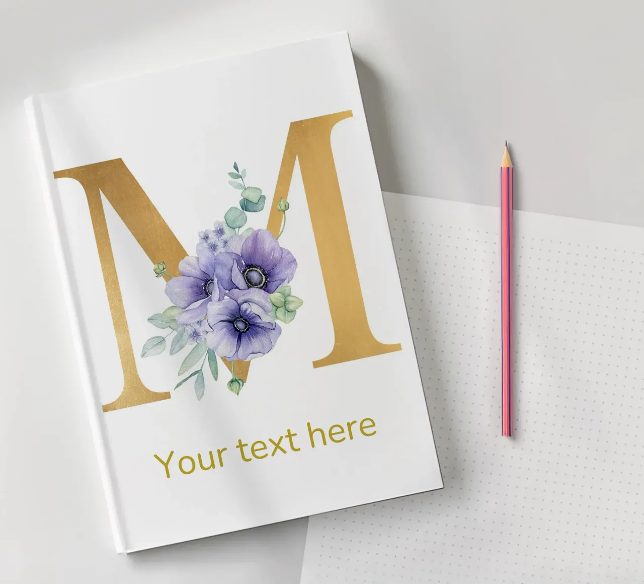 Letter M, Personalized Name Print, Personalized initial notebook by The Custom Letter