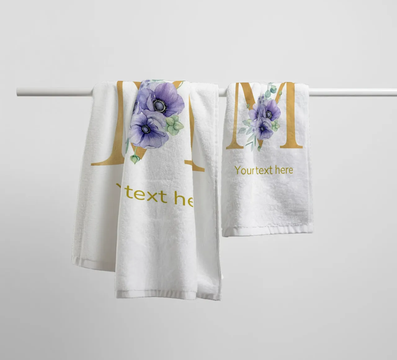 Letter M, Personalized Name Print, Personalized initial towel by The Custom Letter