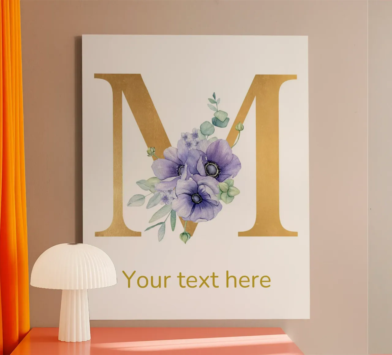 Letter M, Personalized Name Print, Personalized initial canvas by The Custom Letter