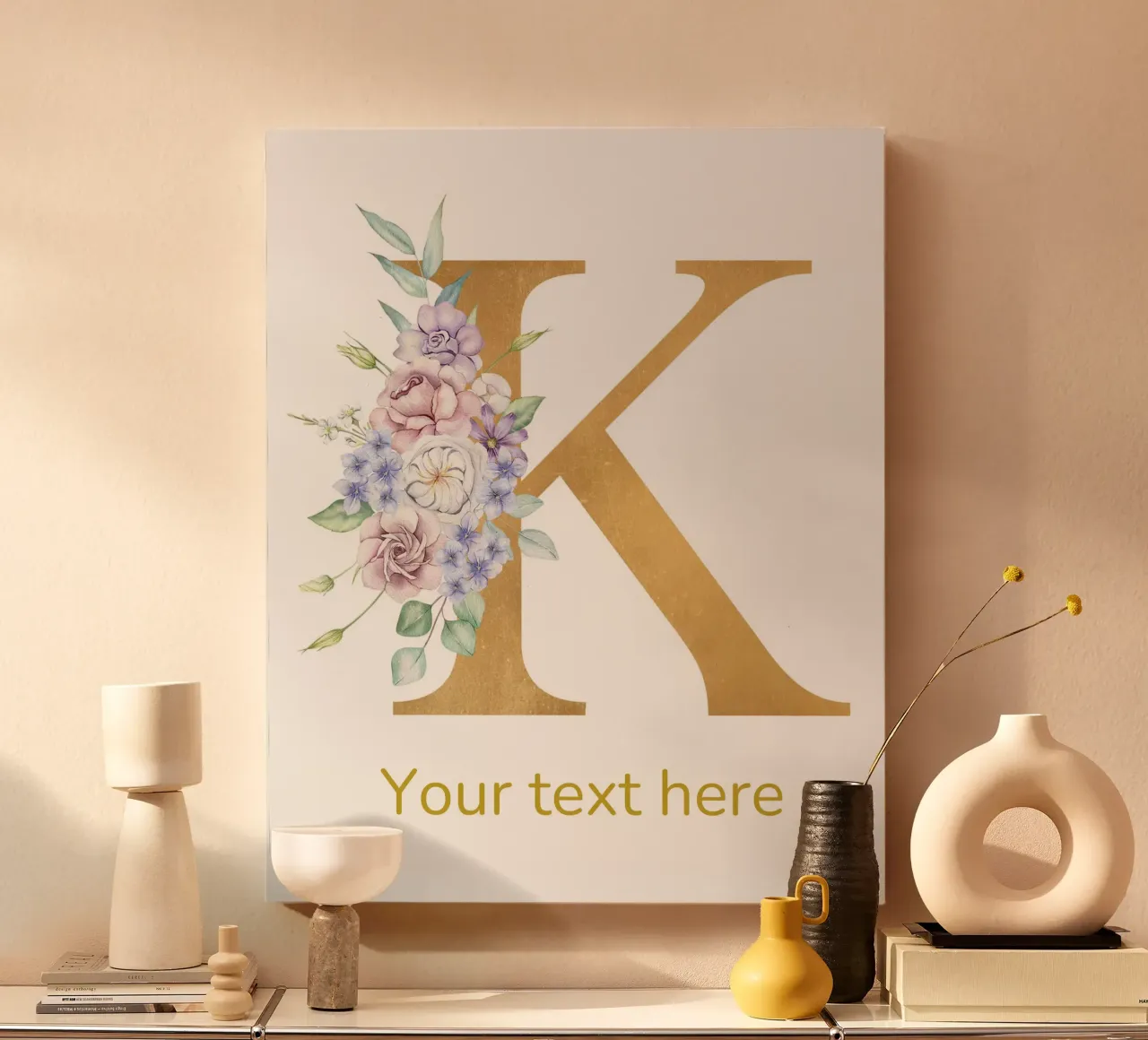 Letter K, Personalized Name Print, Personalized initial canvas by The Custom Letter