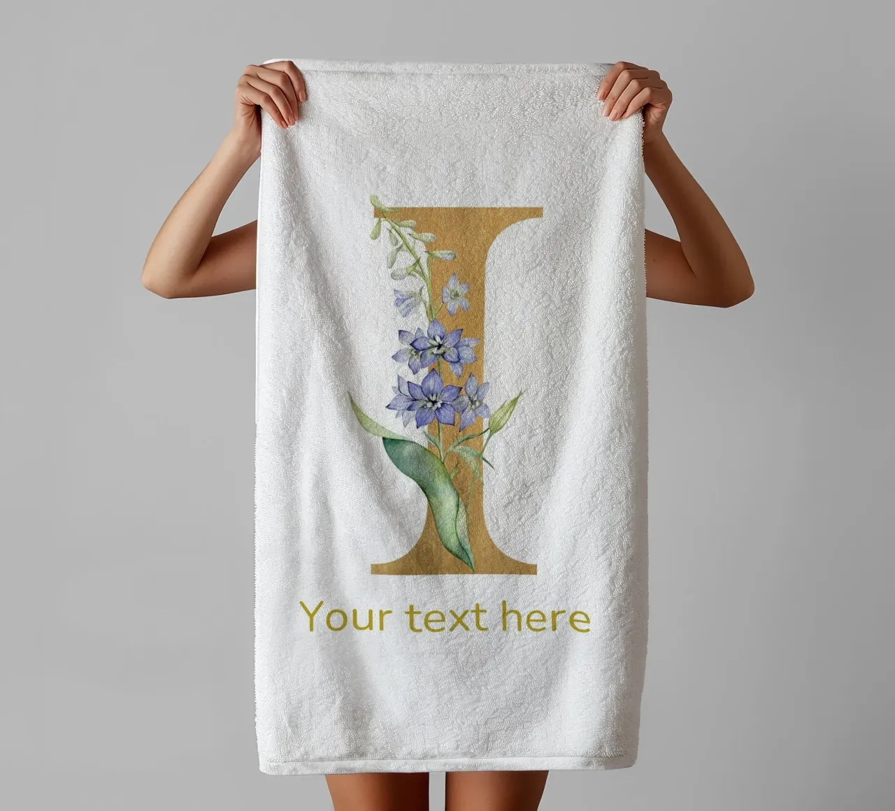 Letter I, Personalized Name Print, Personalized initial towel by The Custom Letter