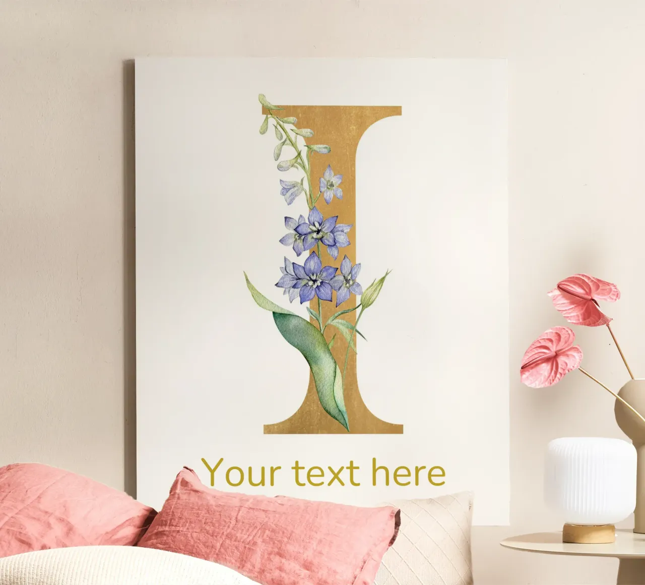 Letter I, Personalized Name Print, Personalized initial canvas by The Custom Letter