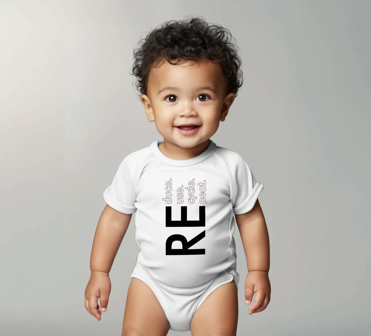 Reduce Reuse Recycle Repeat short-sleeve baby romper by Gunawan Rb