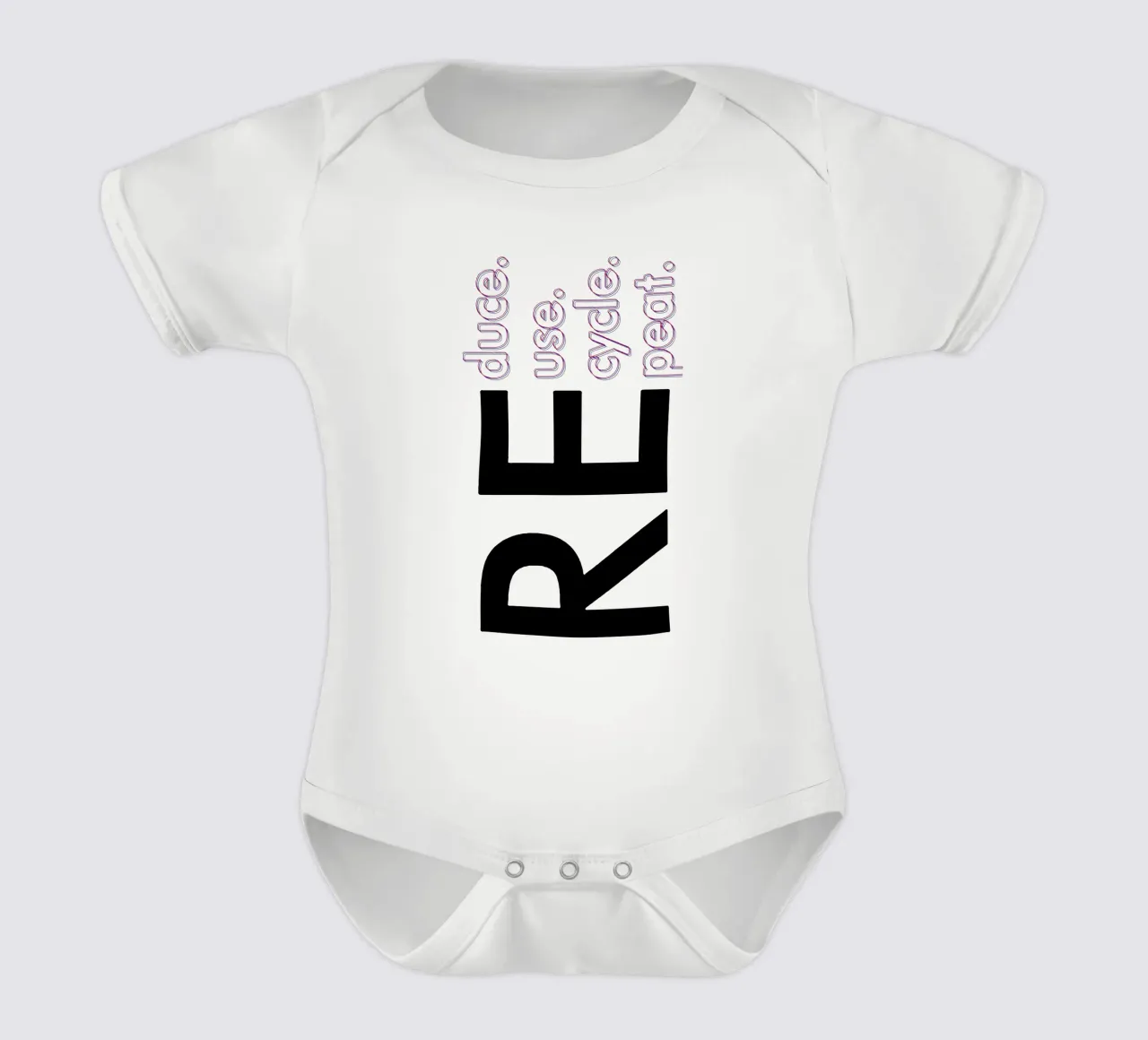Reduce Reuse Recycle Repeat short-sleeve baby romper by Gunawan Rb