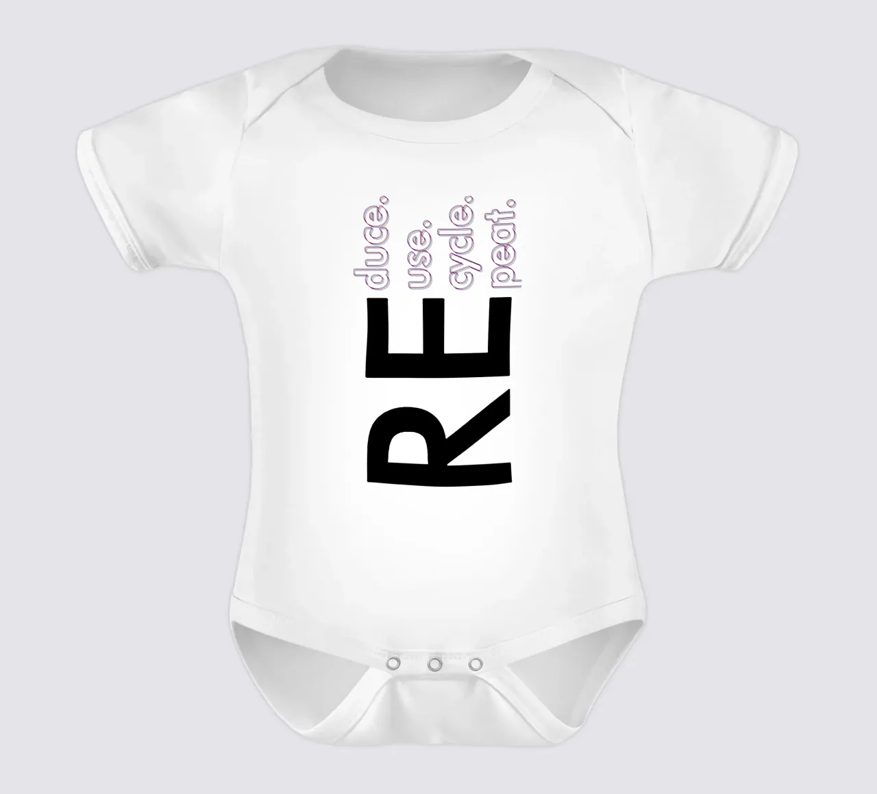 Reduce Reuse Recycle Repeat short-sleeve baby romper by Gunawan Rb