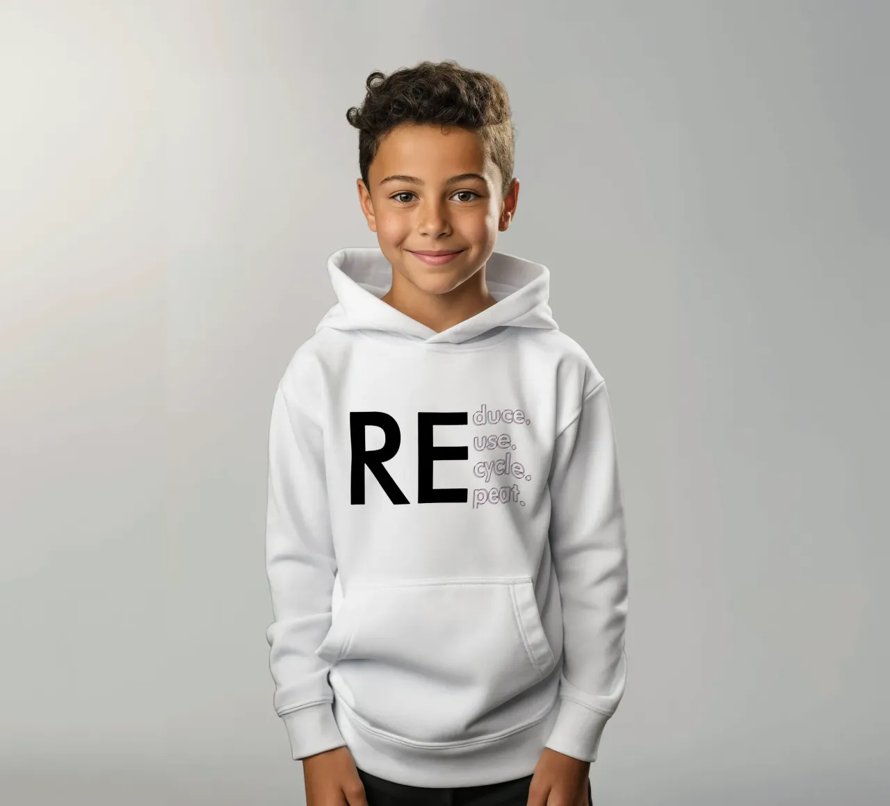 Ridurre Riutilizzare Riciclare Ripetere felpa bambino con cappuccio da Gunawan Rb