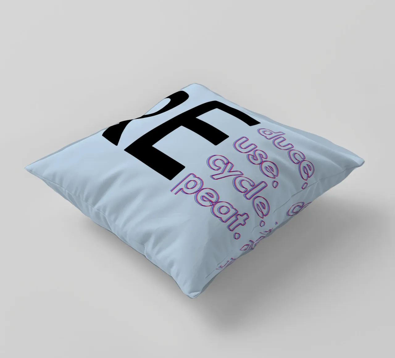 Reduce Reuse Recycle Repeat decorative cushion by Gunawan Rb