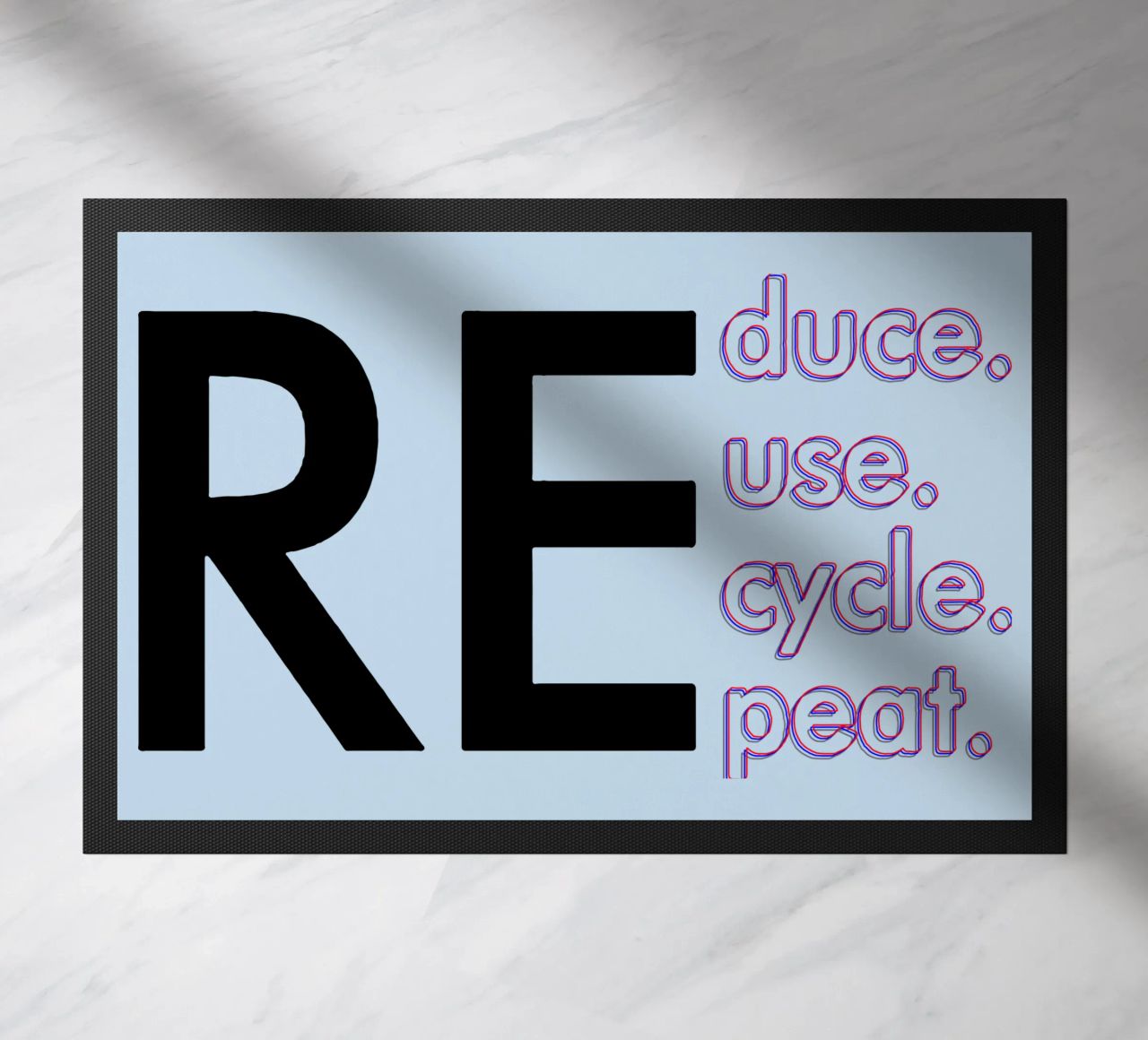 Reduce Reuse Recycle Repeat doormat by Gunawan Rb