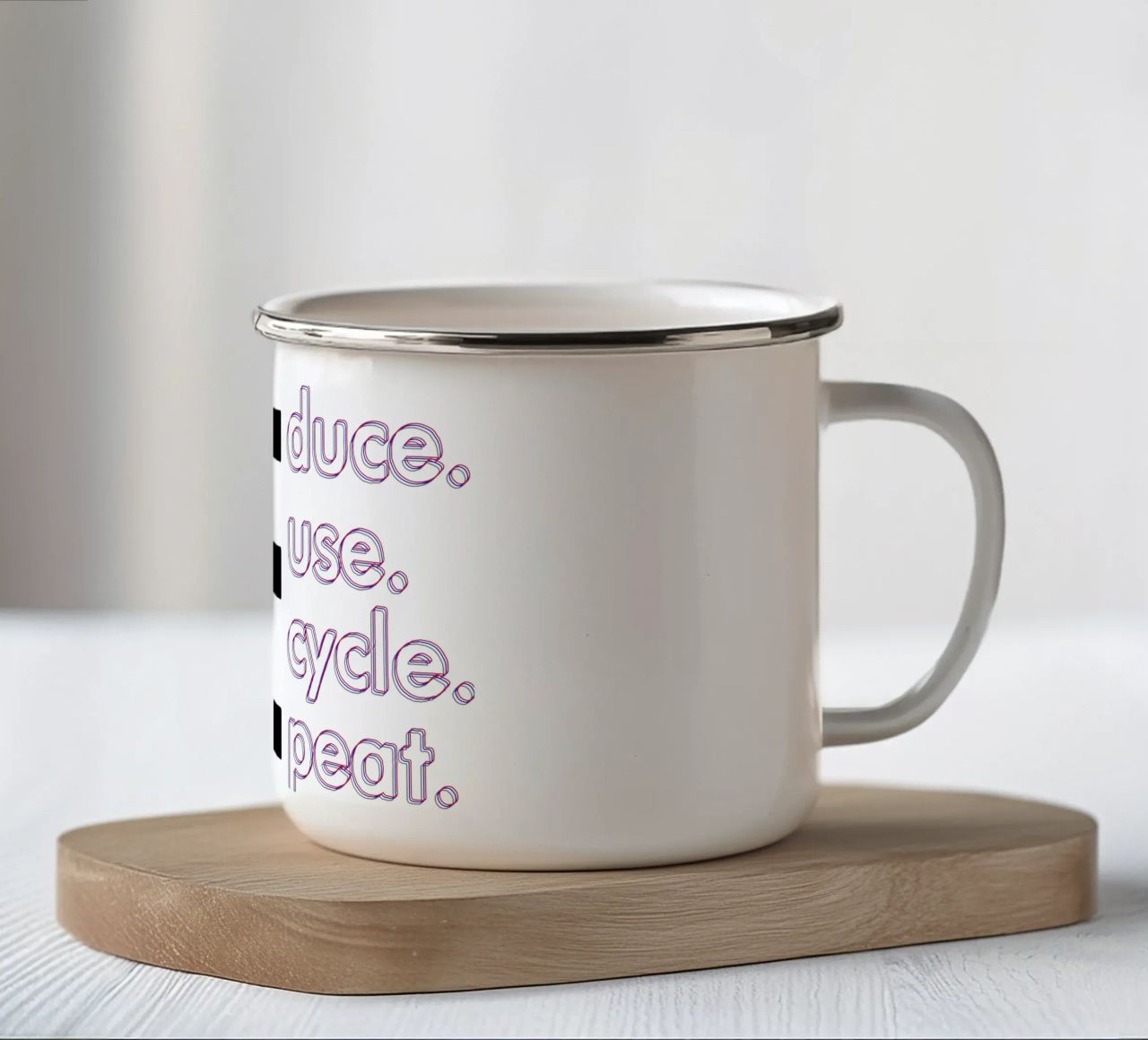 Reduce Reuse Recycle Repeat enamel mug by Gunawan Rb