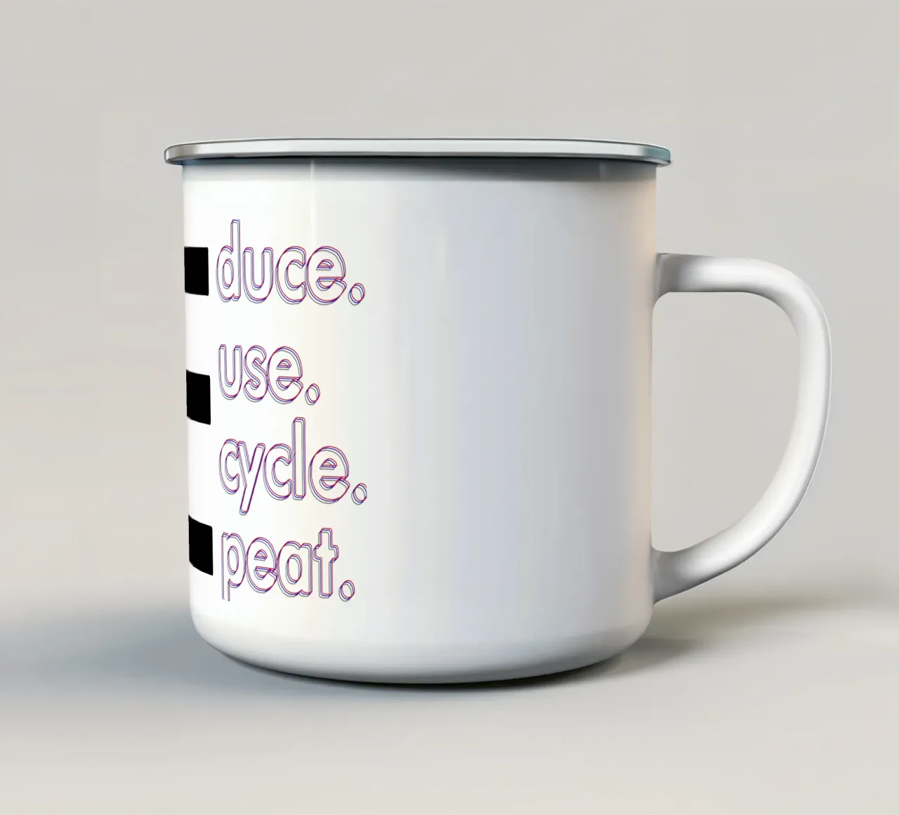 Reducir Reutilizar Reciclar Repetir taza de esmalte de Gunawan Rb