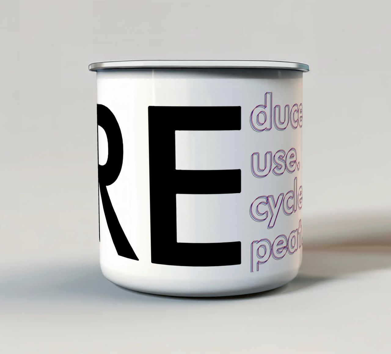 Reduce Reuse Recycle Repeat enamel mug by Gunawan Rb