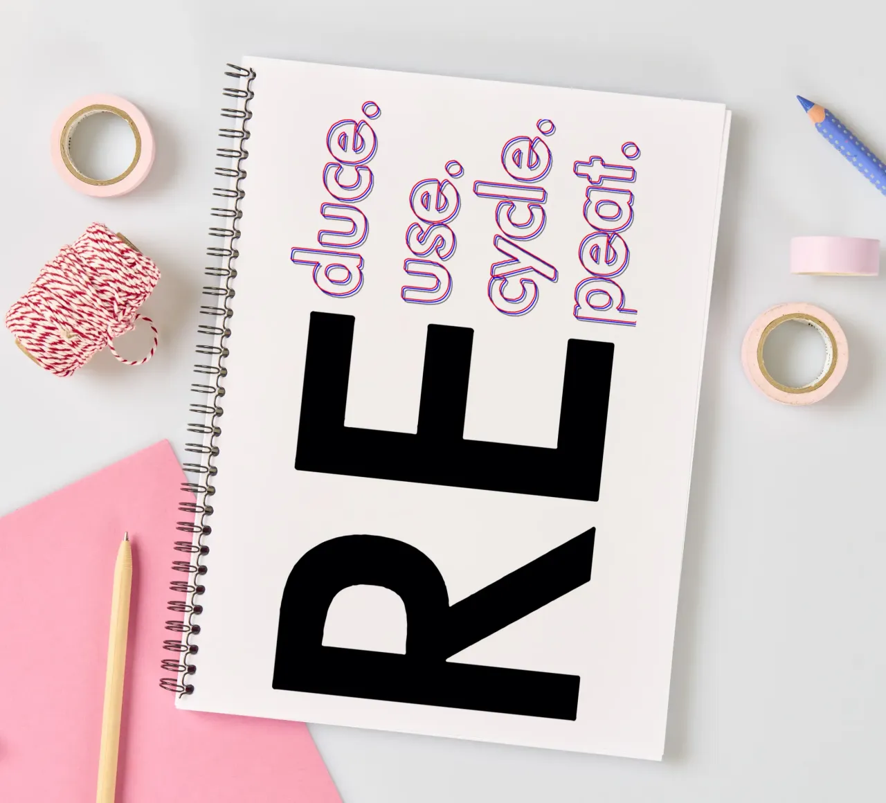 Reduce Reuse Recycle Repeat spiral notebook by Gunawan Rb