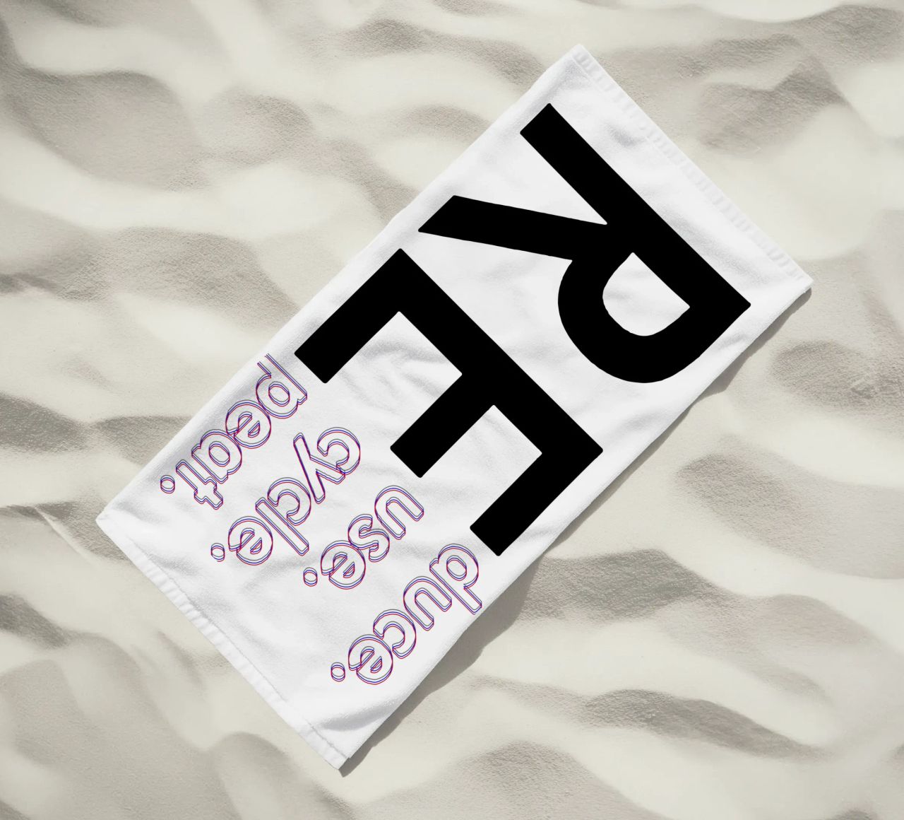Reduce Reuse Recycle Repeat beach towel by Gunawan Rb