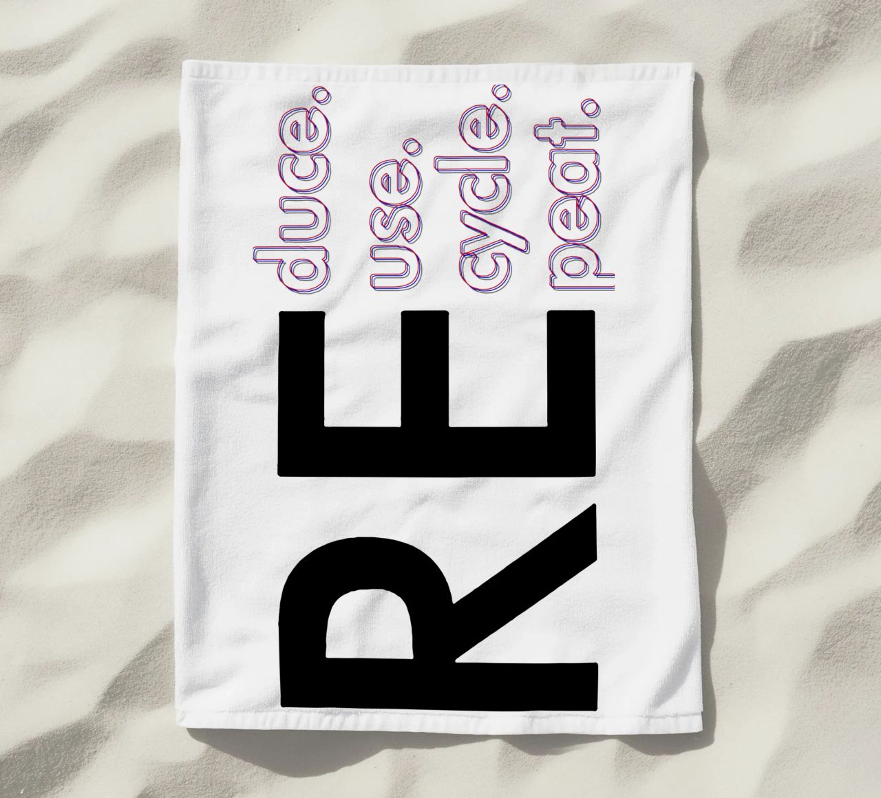 Reduce Reuse Recycle Repeat beach towel by Gunawan Rb