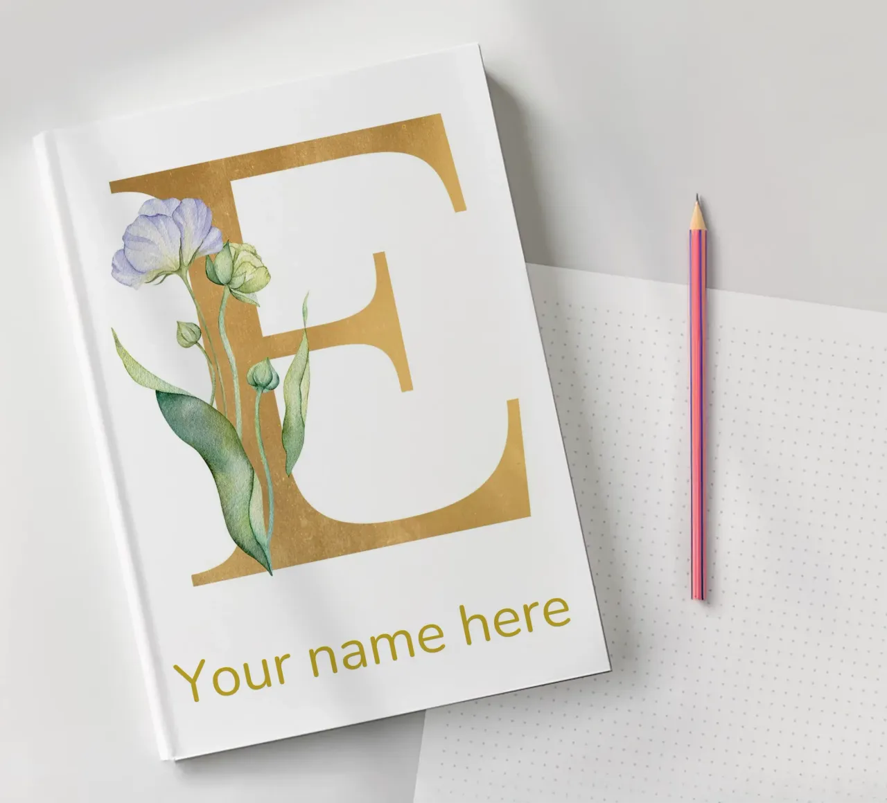 Buchstabe E, Personalisierter Namensdruck, Personalisierte Initiale Notizbuch von The Custom Letter