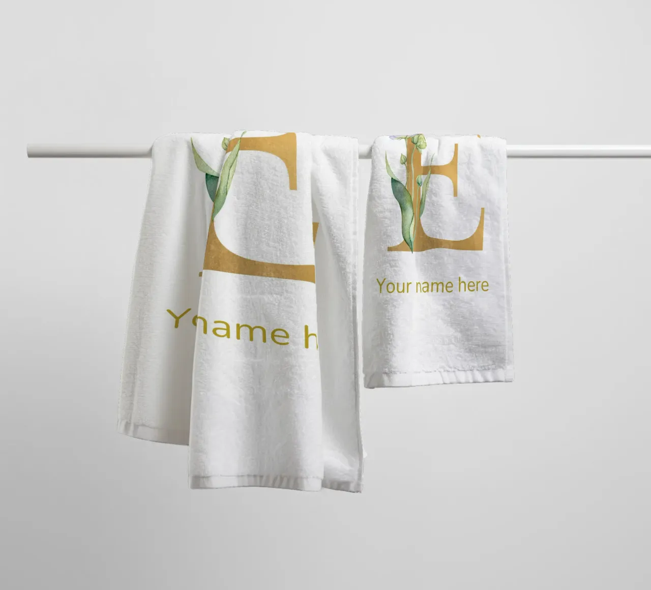 Letter E, Personalized Name Print, Personalized initial towel by The Custom Letter