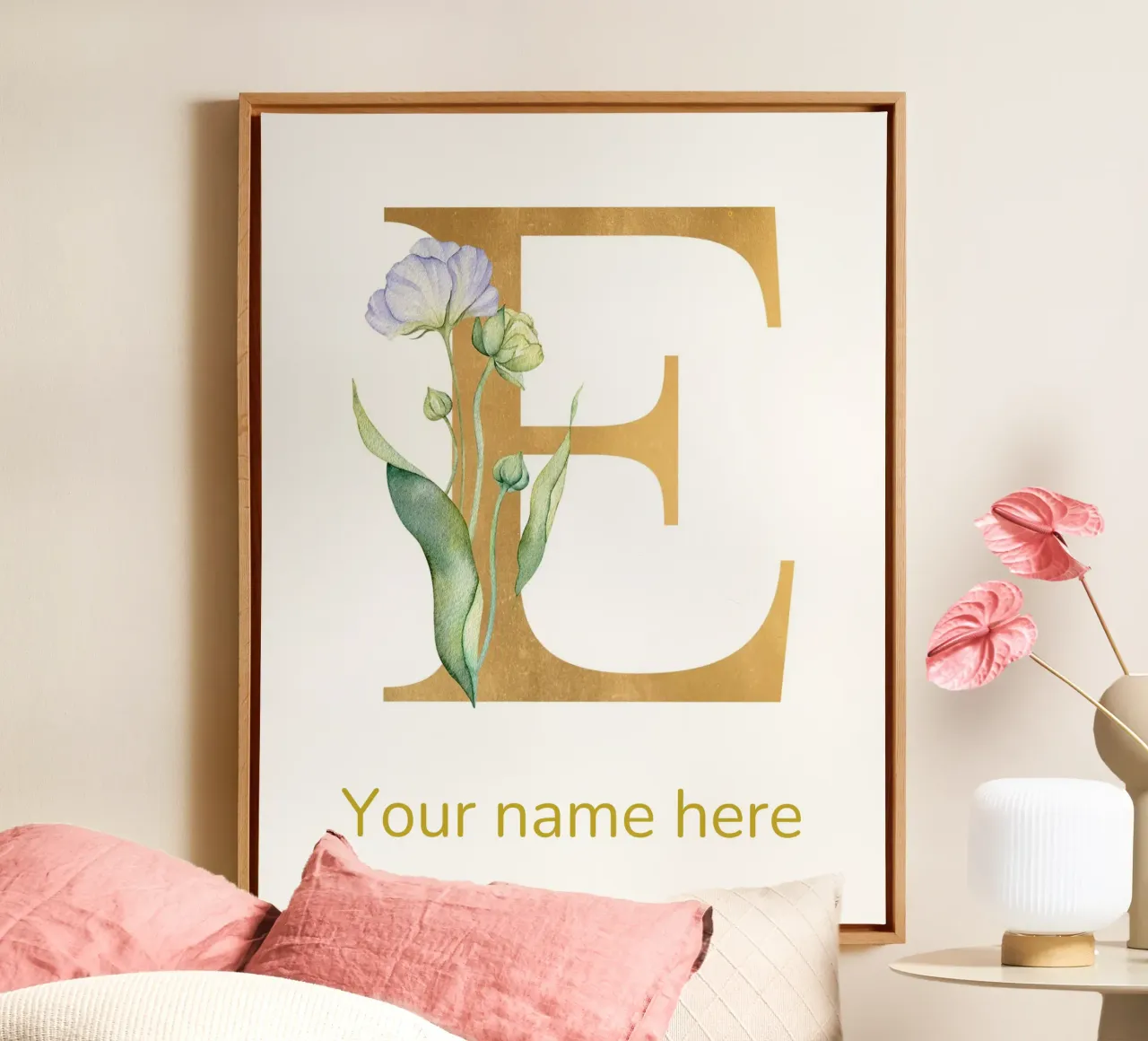 Letter E, Personalized Name Print, Personalized initial canvas by The Custom Letter