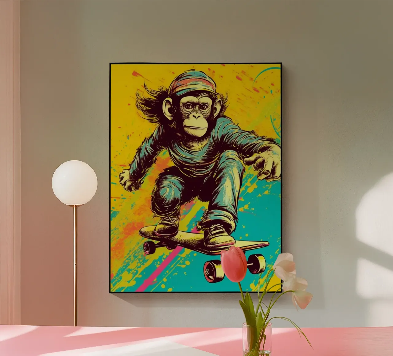 Skater Chimp plexiglass da Artsy Bessy