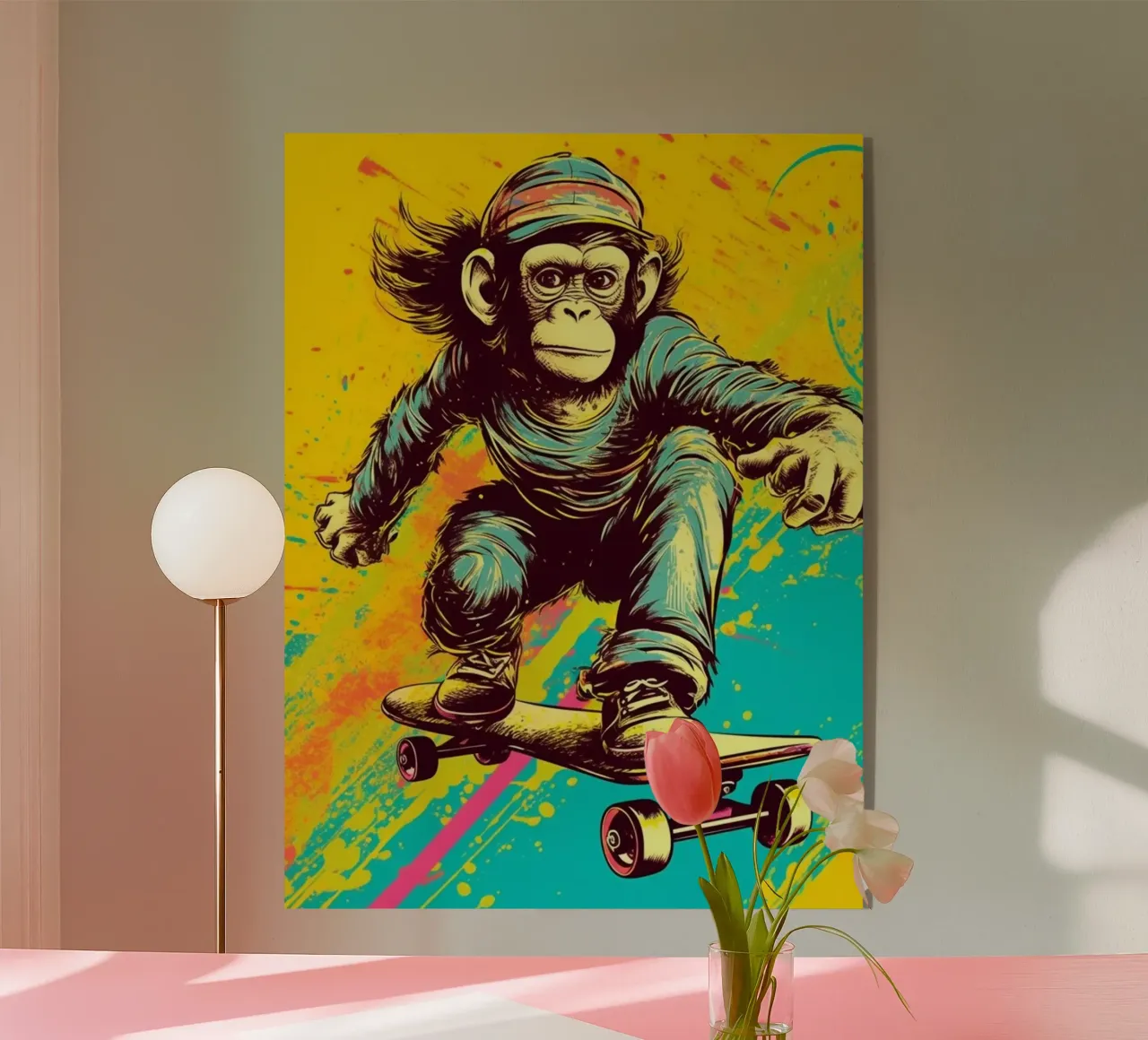 Skater Chimp plexiglass da Artsy Bessy