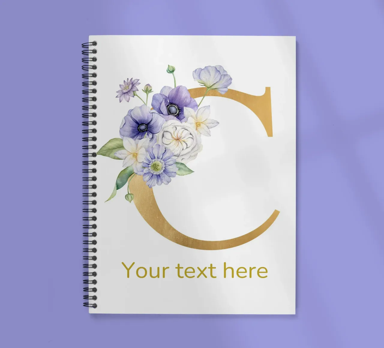 Letter C, Personalized Name Print, Personalized initial spiral notebook by The Custom Letter