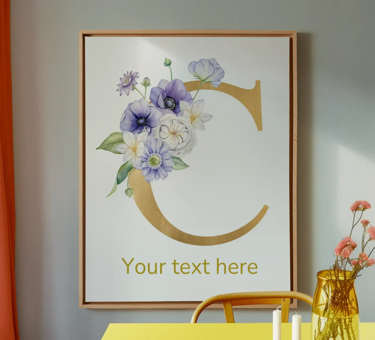 Letter C, Personalized Name Print, Personalized initial canvas by The Custom Letter