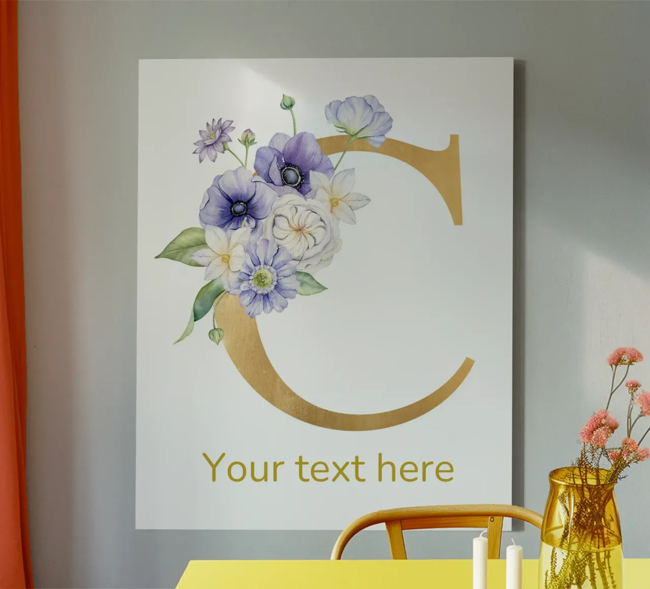 Letter C, Personalized Name Print, Personalized initial canvas by The Custom Letter