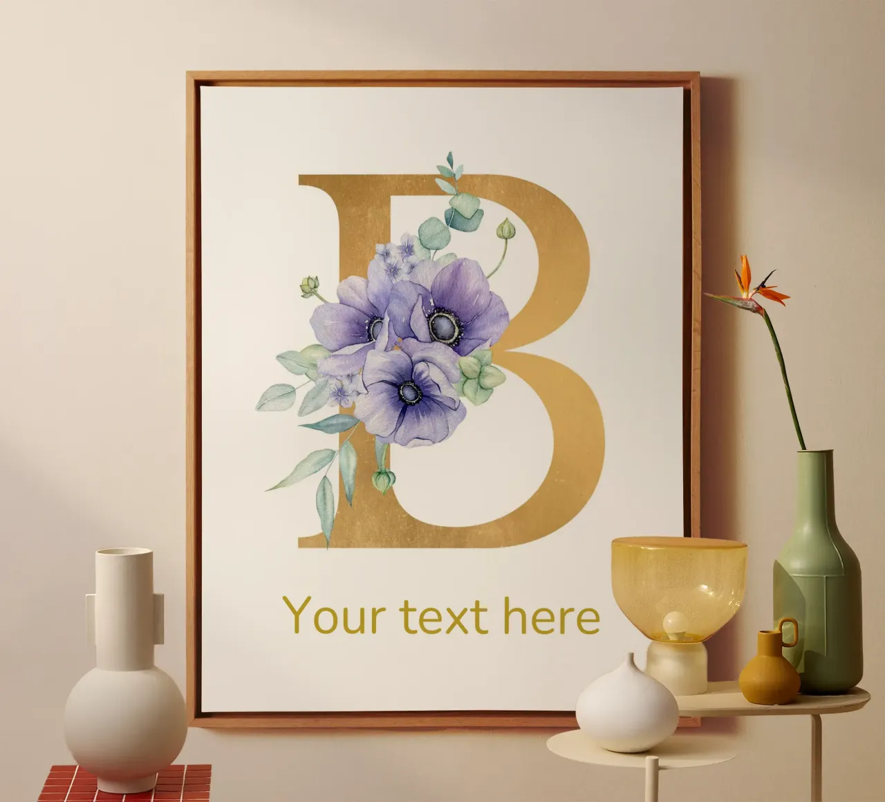 Letter B, Personalized Name Print, Personalized initial canvas by The Custom Letter