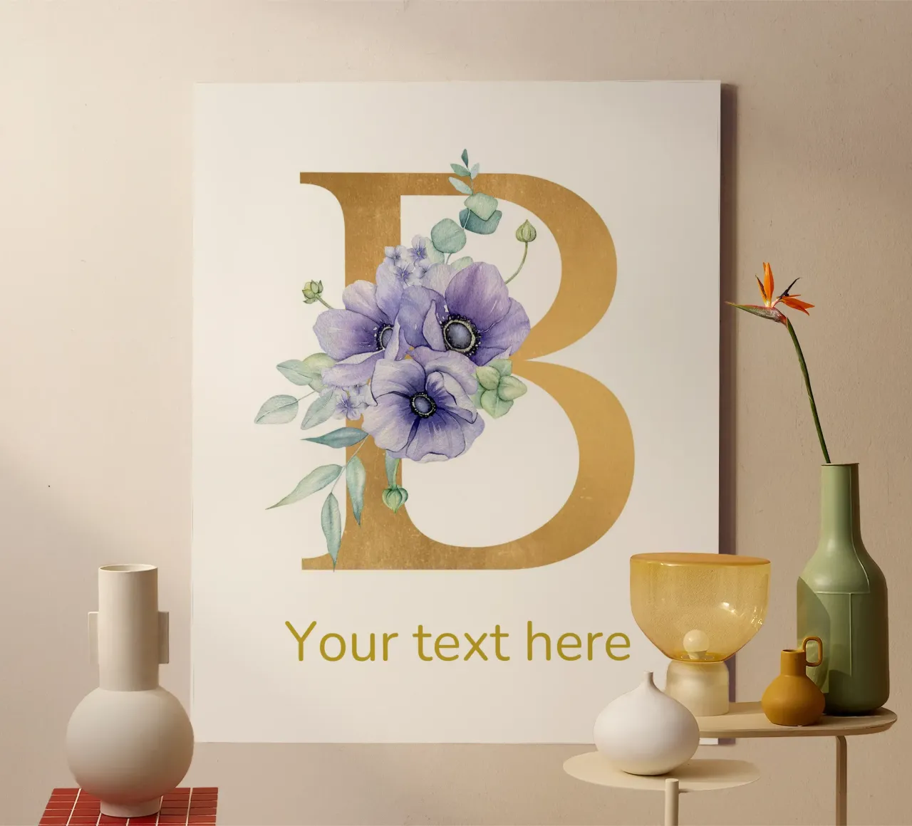 Letter B, Personalized Name Print, Personalized initial canvas by The Custom Letter