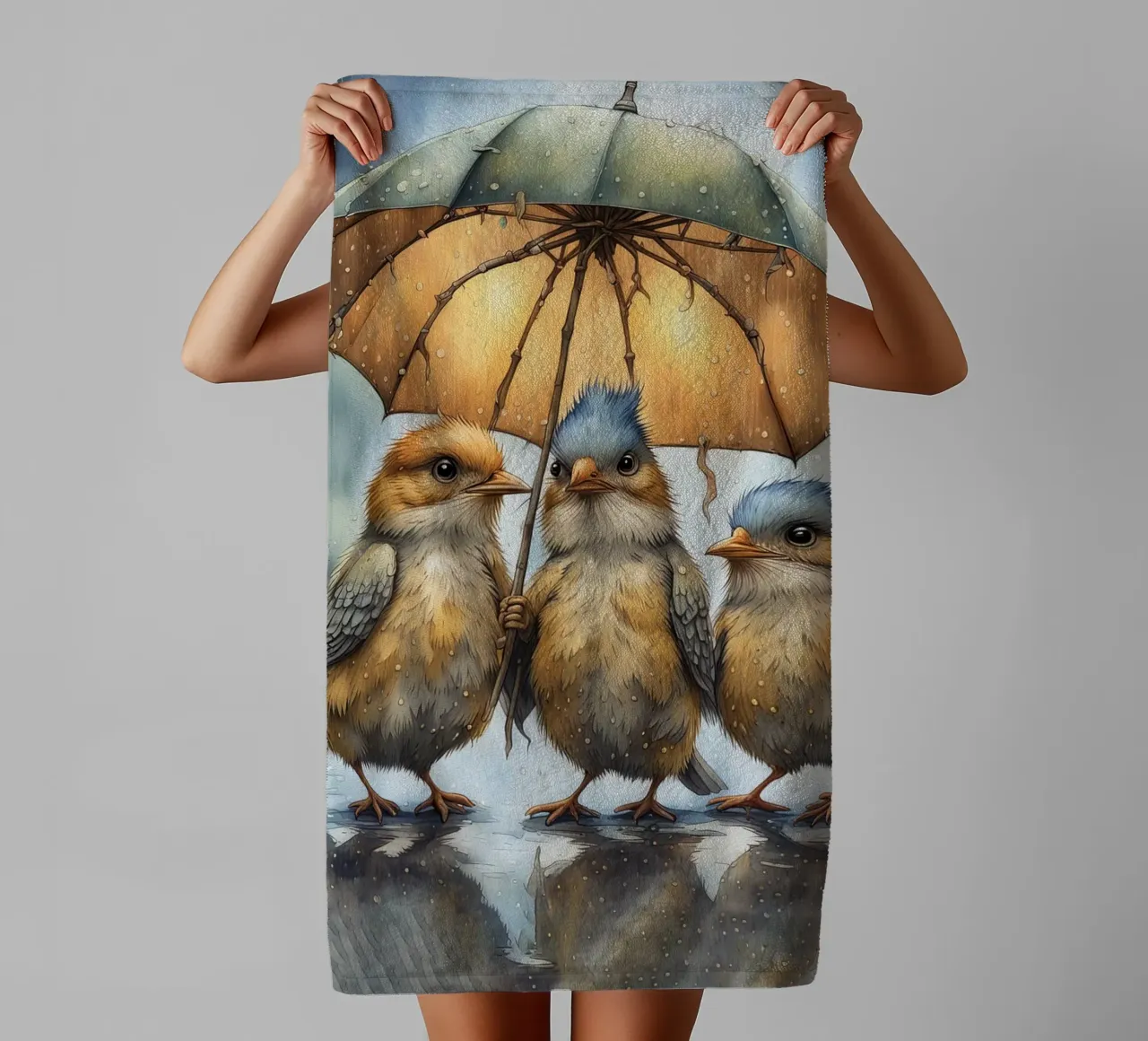 I tre con l'ombrello. asciugamano da bagno da 🎁 ARTVI-SHOP