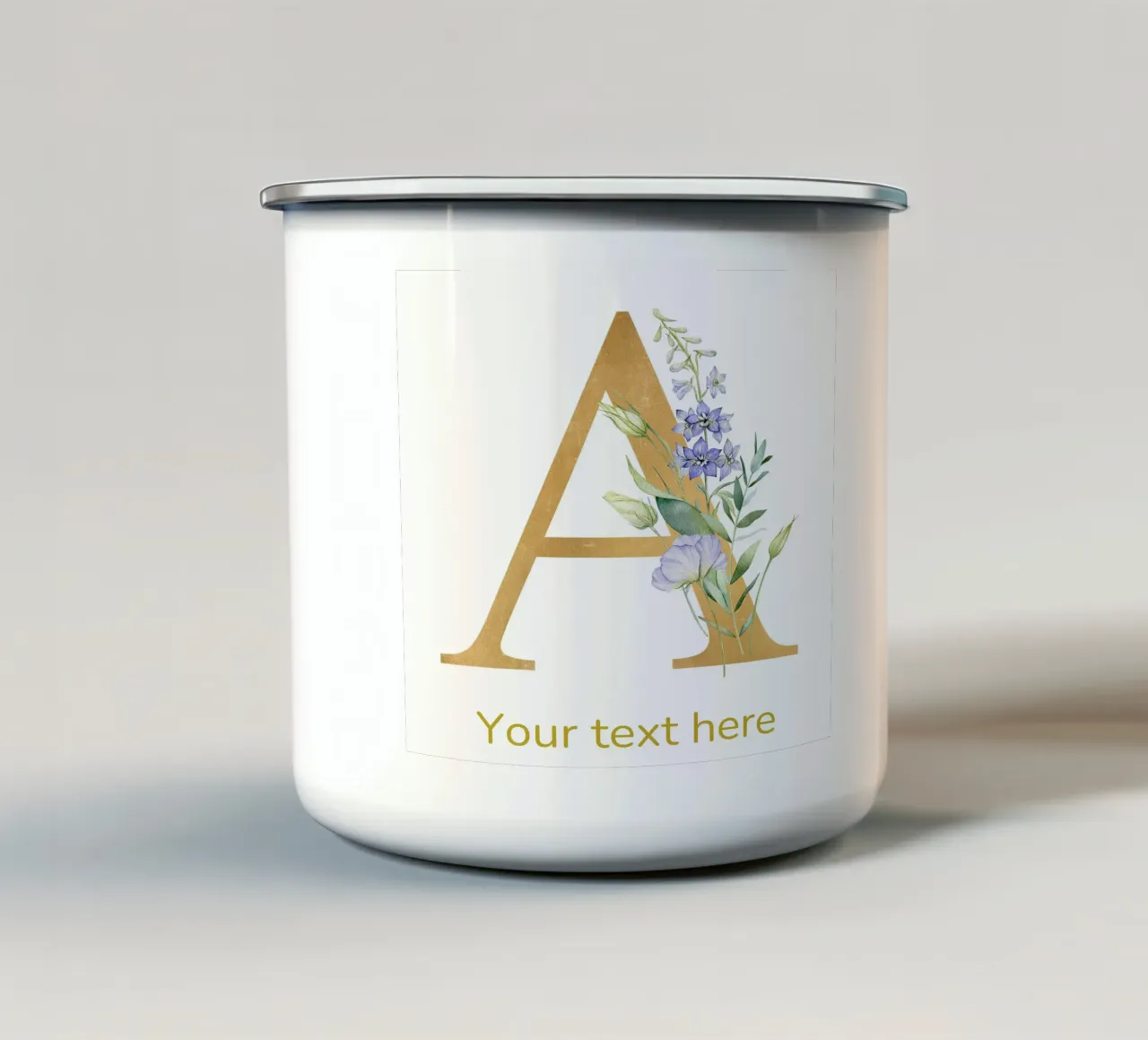 Letter A, Personalized Name Print, Personalized initial enamel mug by The Custom Letter