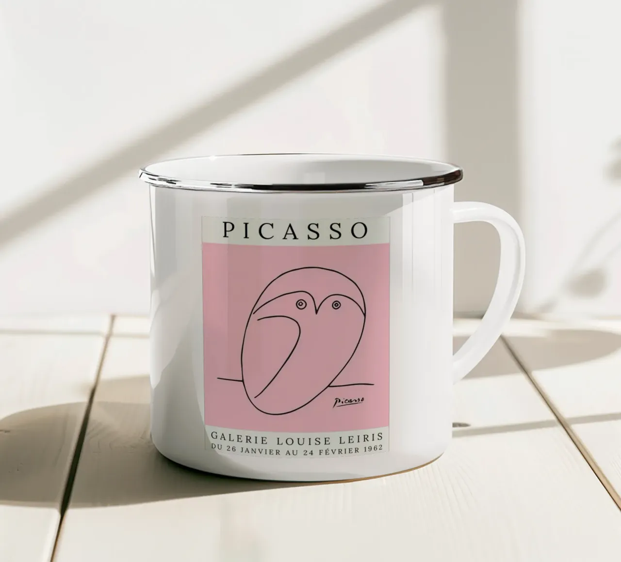 schizzo di gufo pablo picasso tazza in smalto da walker shop