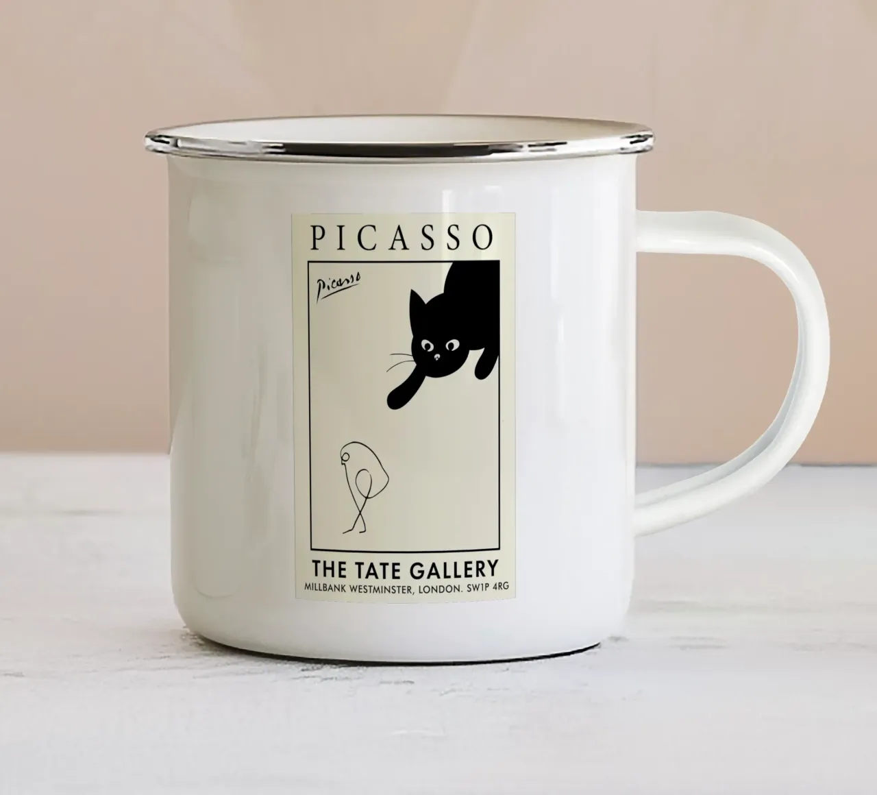 gatto nero pablo picasso tazza in smalto da walker shop
