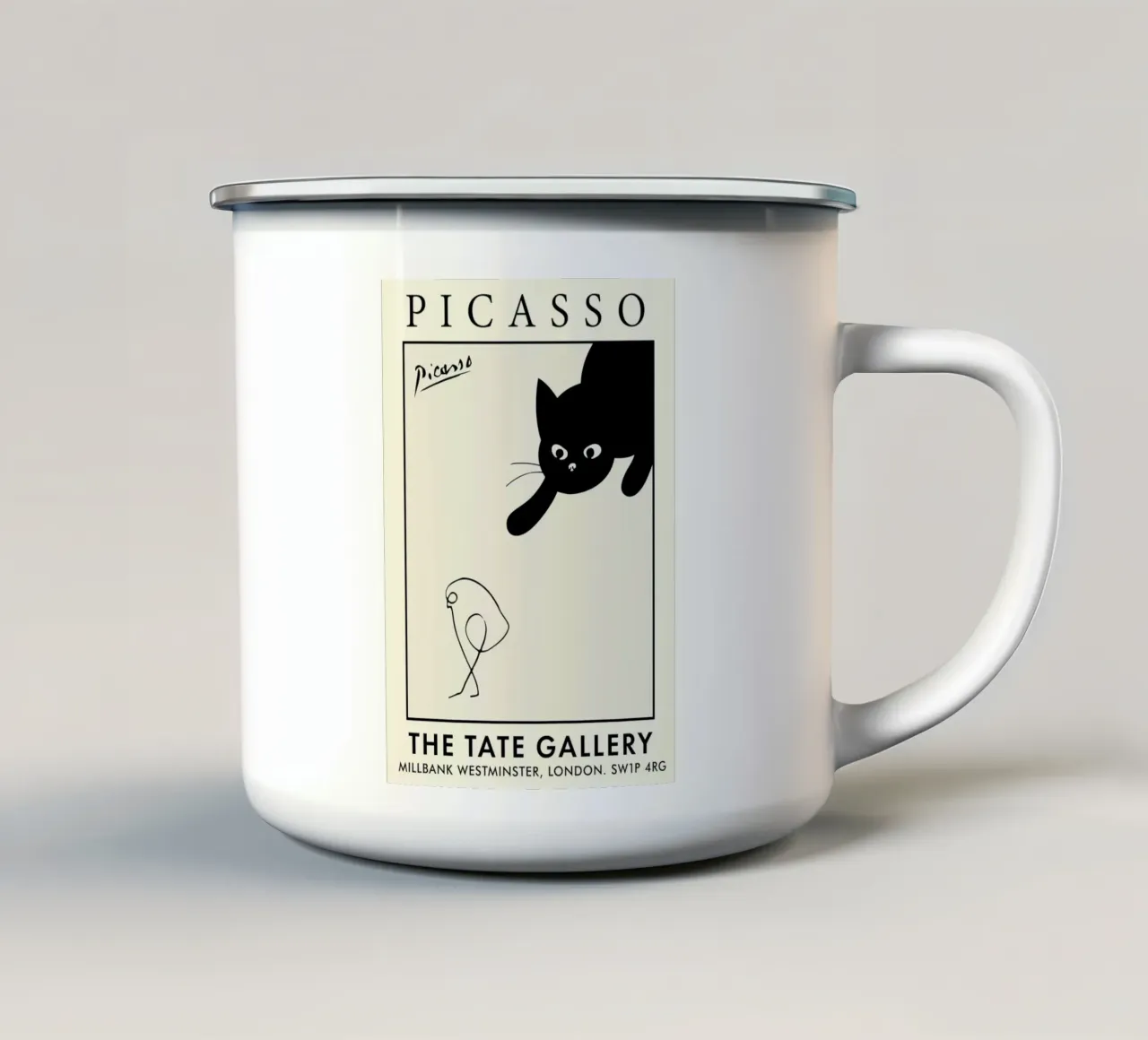 gatto nero pablo picasso tazza in smalto da walker shop