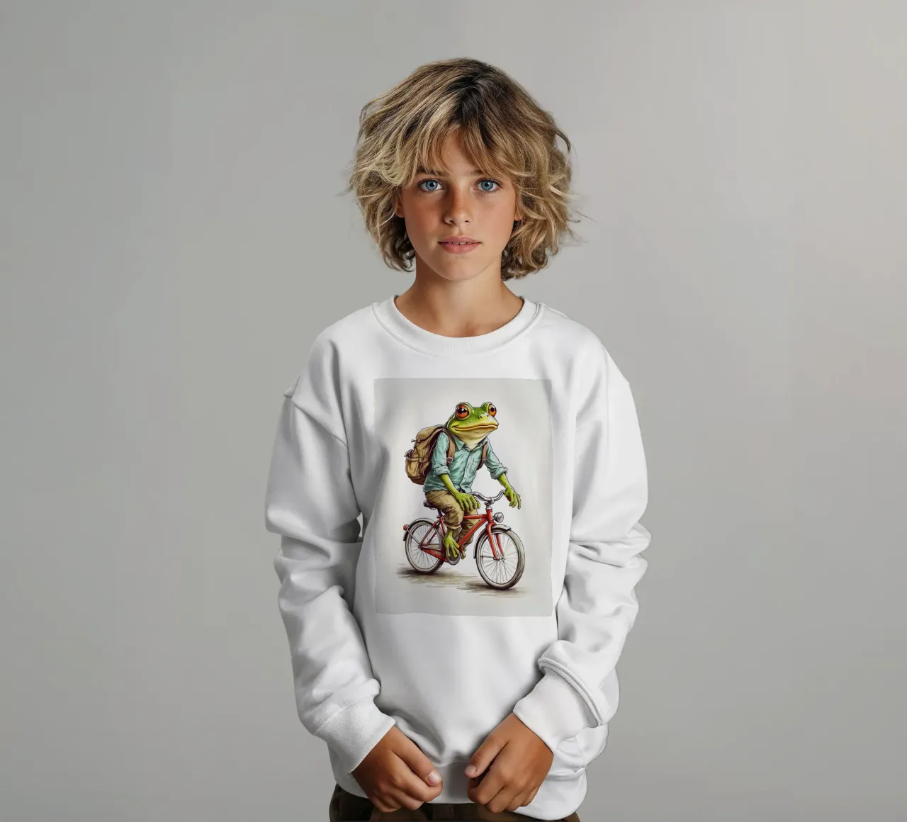 Una rana in bicicletta felpa bambino da ARTVI-SHOP