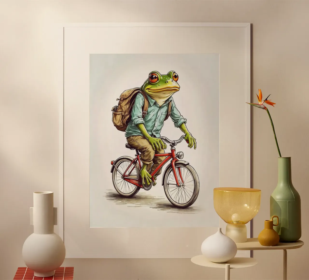 A frog on a bicycle hahnemühle by 🎁 ARTVI-SHOP