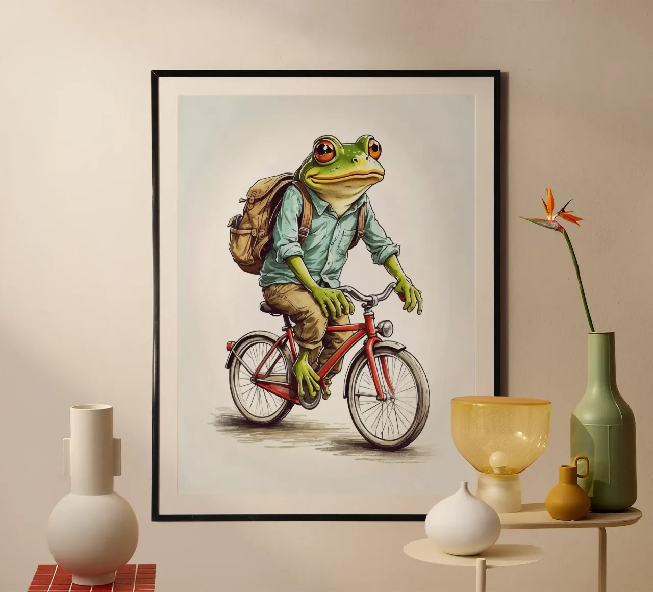 A frog on a bicycle hahnemühle by 🎁 ARTVI-SHOP