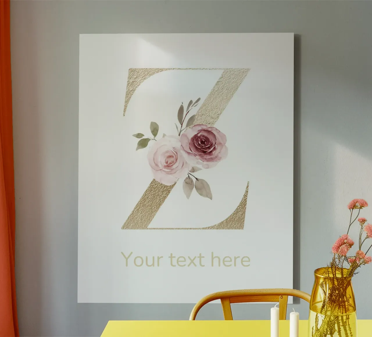 Letter Z, Personalized Name Print, Personalized initial canvas by The Custom Letter