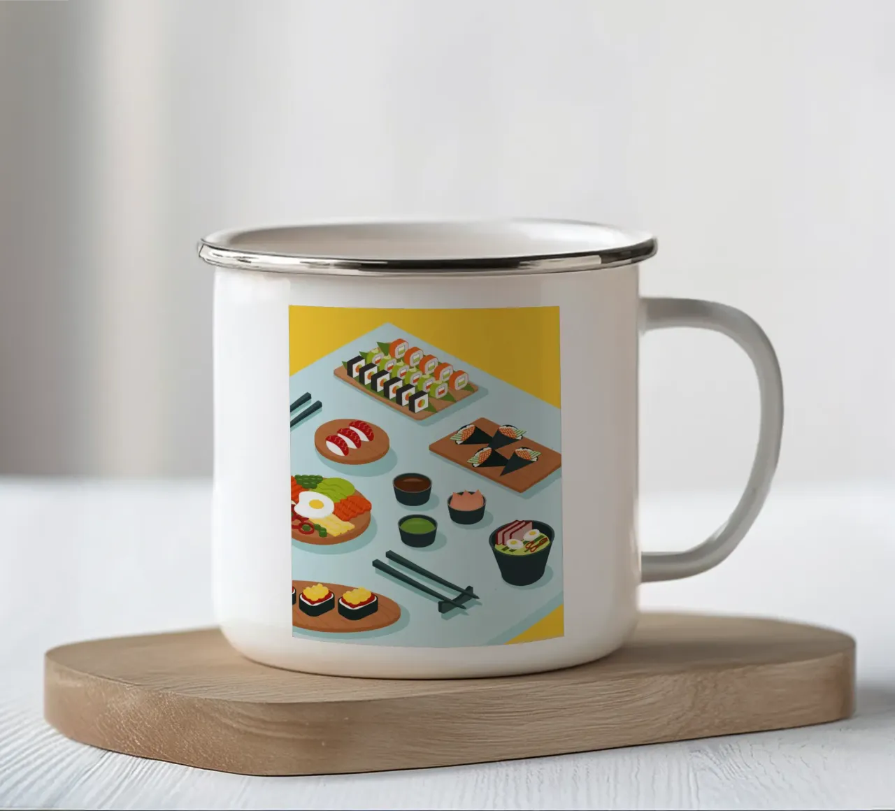 Sunny Sushi tazza in smalto da Tamsen Design