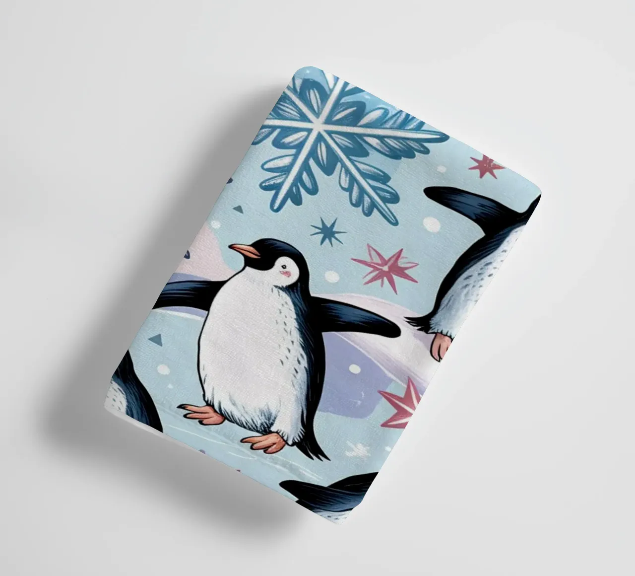 Simpatici pinguini e fiocchi di neve in un ambiente invernale asciugamano da bagno da kidz&family