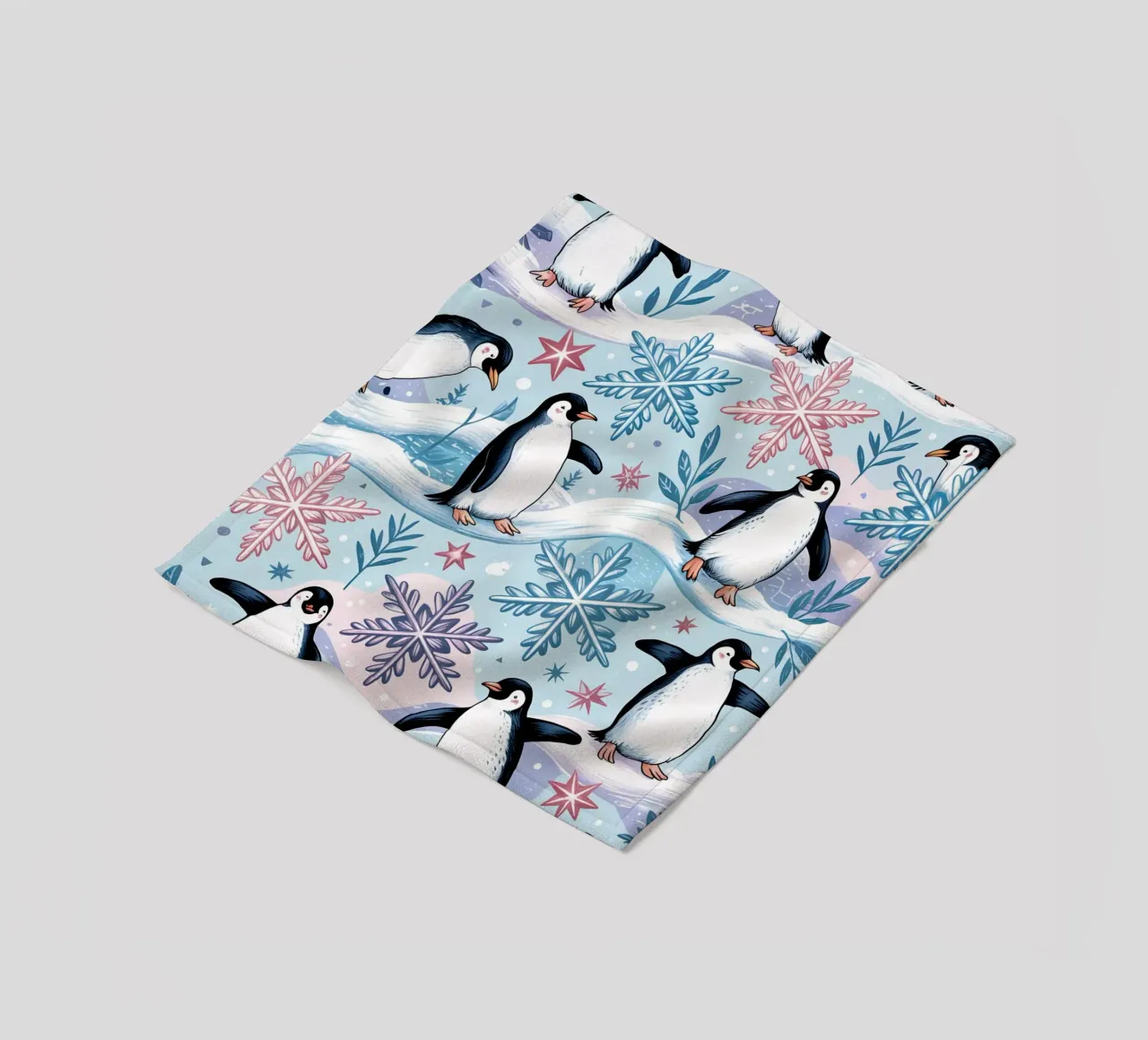 Simpatici pinguini e fiocchi di neve in un ambiente invernale coperta in pile da kidz&family