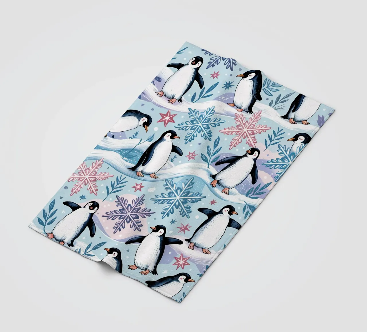 Simpatici pinguini e fiocchi di neve in un ambiente invernale coperta in pile da kidz&family